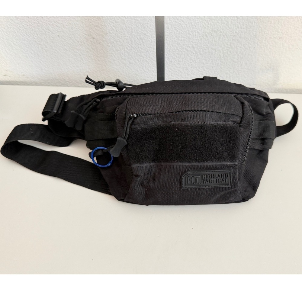 Highland Tactical Black Waist Pack Fanny Pack MOLLE Webbing Hiking Travel Bag